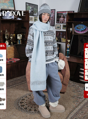 GROVE官方旗舰店 2025WT冬季新款圆领长袖毛衫撞色韩系女GCW5KN07