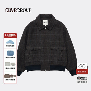 GROVE官方旗舰店 2025WT冬季款格纹梭织夹克短外套女 GCW5JP01