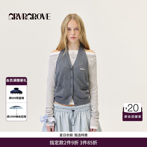 GRVR GROVE官方旗舰店2026PS春季针织背心开襟挂脖设计 GP26KNC32
