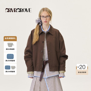 GROVE官方旗舰店2026PS春季新款假两件翻领夹克牛角扣 GP26JKC08