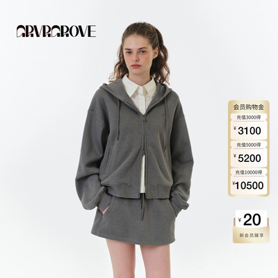 GROVE官方旗舰店2025FW秋季新款假两件卫衣开衫外套女款GF5HD01C