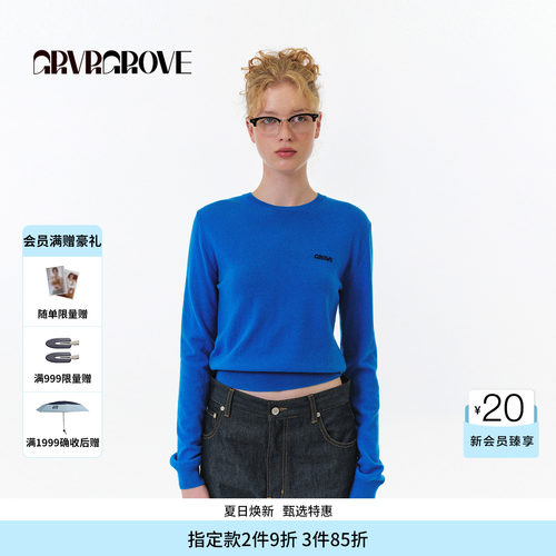 GROVE官方旗舰店 FW秋季款圆领长袖针织衫女款 GF5KN06J