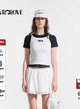 GROVE官方旗舰店2025夏季款撞色针织背心无袖字母刺绣 GM5SL04M