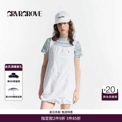 GRVR GROVE官方旗舰店HS夏日款女士无袖梭织连衣裙 GM5OP01M
