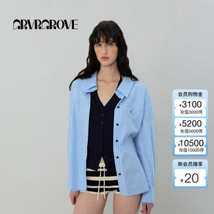 GS5SH07M 衬衫 GROVE官方旗舰店2025SS春夏新款 女士条纹长袖