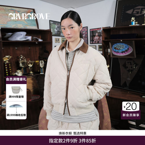 GRVR GROVE官方旗舰店 2025WT冬季款格纹棉服外套拉链女 GCW5JP05