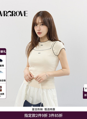 GRVR GROVE官方旗舰店SS春夏款女士撞色边针织背心GCM5SL02