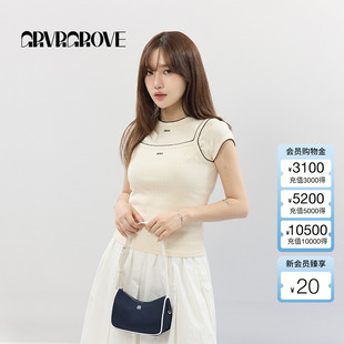 GROVE官方旗舰店2025SS春夏新款 女士撞色边针织背心GCM5SL02