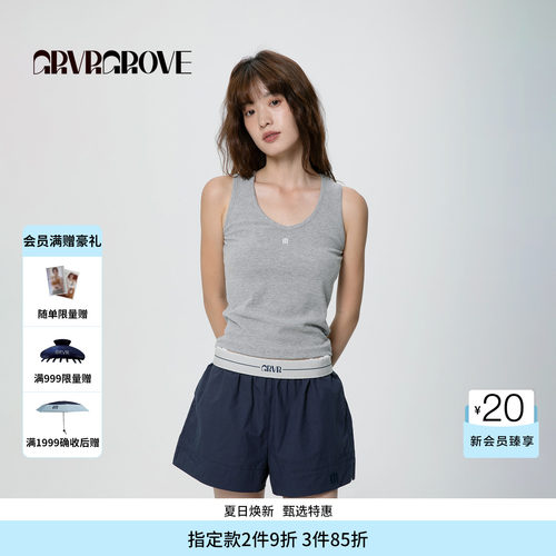 GROVE官方旗舰店SS春夏款女士V领针织背心GCM5SL01