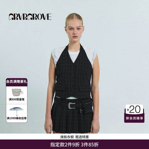 GRVR GROVE官方旗舰店26SS春夏韩系梭织背心可调节挂脖GS26TSC05