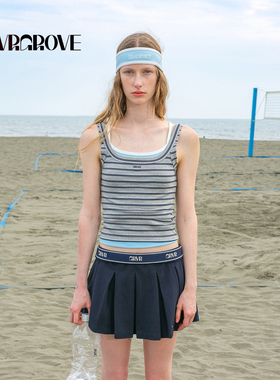 GROVE官方旗舰店2025夏日新款条纹针织背心内搭外穿打底GM5SL03M