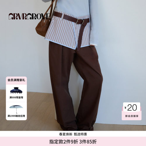GROVE官方旗舰店2026PS春季新款梭织长裤韩系休闲宽松 GP26PTC12