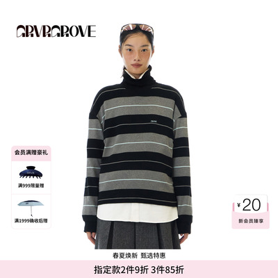 GROVE官方旗舰店 WT冬季款长袖T恤撞色套头打底衫 GCW5TS04