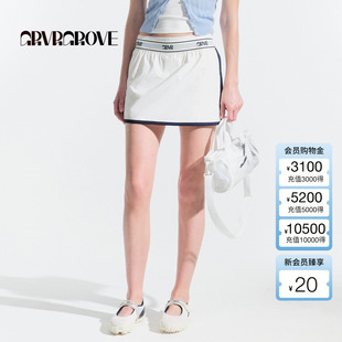 GROVE官方旗舰店2025HS夏日新款 女松紧腰梭织短裙GM5SK02C