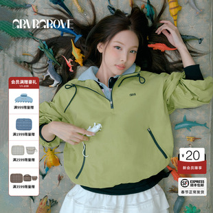 【林娜琏同款】GROVE 2026PS春季新半开立领运动风卫衣 GP26JPC08