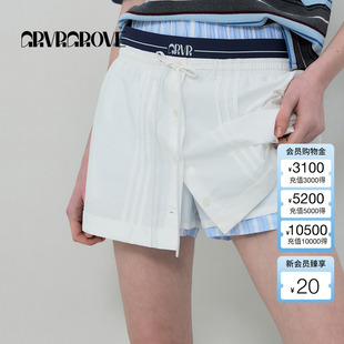 GROVE官方旗舰店2025春夏新款 海军风GR5SK01C GRVR橡筋腰梭织裙裤