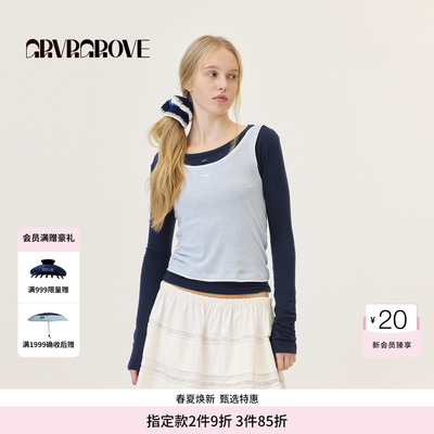 GROVE官方旗舰店2026PS春季新款假两件针织背心撞色款GP26TSC31