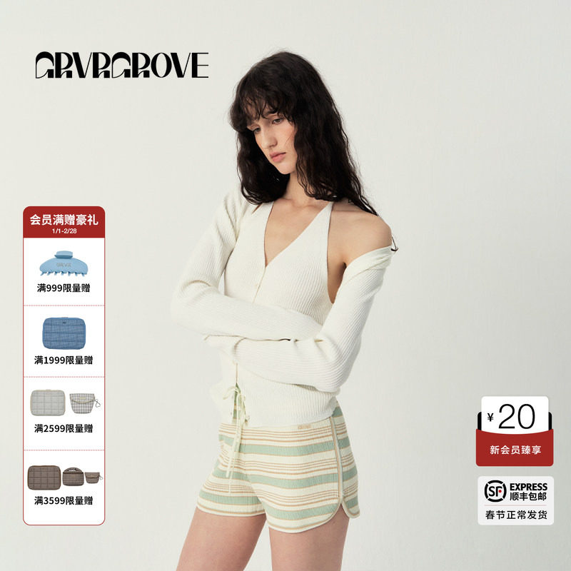 GROVE官方旗舰店2025SS春夏款女士披肩针织衫开衫GS5K