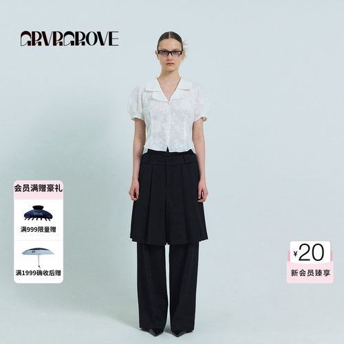 GROVE官方旗舰店2026SS春夏韩系下装梭织长裤女 GS26PTC64