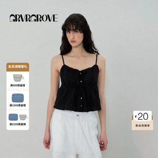 GROVE官方旗舰店2025SS春夏款女士娃娃衫吊带背心韩系GS5TS33M