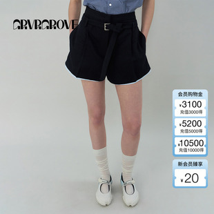 GROVE官方旗舰店2025SS春夏新款 GS5PT26M 女士假两件梭织短裤