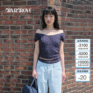 短袖 女碎花公主袖 t恤BM5TS03M 新款 GROVE官方旗舰店2025BS系列夏季