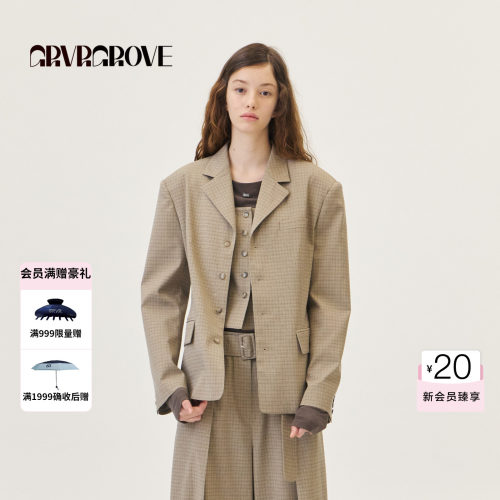 GROVE官方旗舰店2026PS春季新款西装外套韩系休闲廓形GP26JKC60