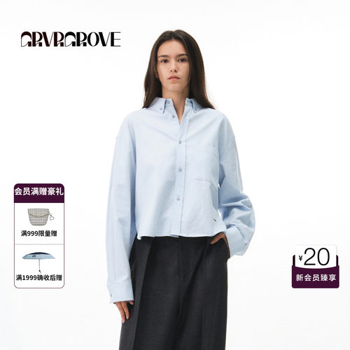 GRVR GROVE官方旗舰店2026FW秋季新款韩系长袖衬衫GF26SHK03