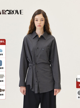 【林娜琏同款】GROVE 2026PS春季新款长袖衬衫格纹韩系 GP26SHC08
