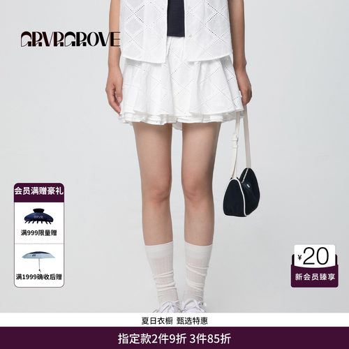 GRVR GROVE官方旗舰店SS春夏款女士菱形纹梭织短裙裤GCM5PT07