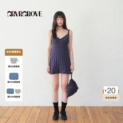GROVE官方旗舰店2025BS系列夏季款碎花吊带针织连衣裙BM5OP01M