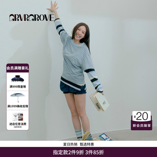 【林娜琏同款】GRVR GROVE官方旗舰店26PS春短袖条纹T恤GP26TSC21