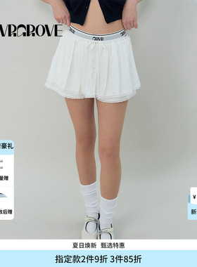 GROVE官方旗舰店SS春夏款百褶梭织短裙裤女韩系风GS5SK16M