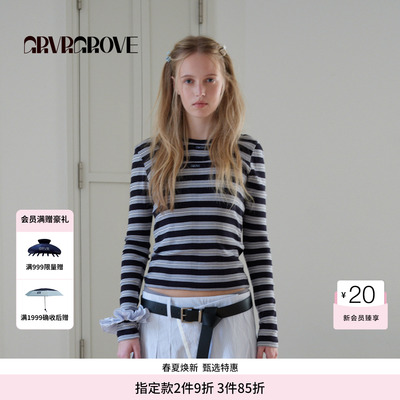 GROVE官方旗舰店2026PS春季新款长袖T恤撞色边圆领打底GP26TSK12
