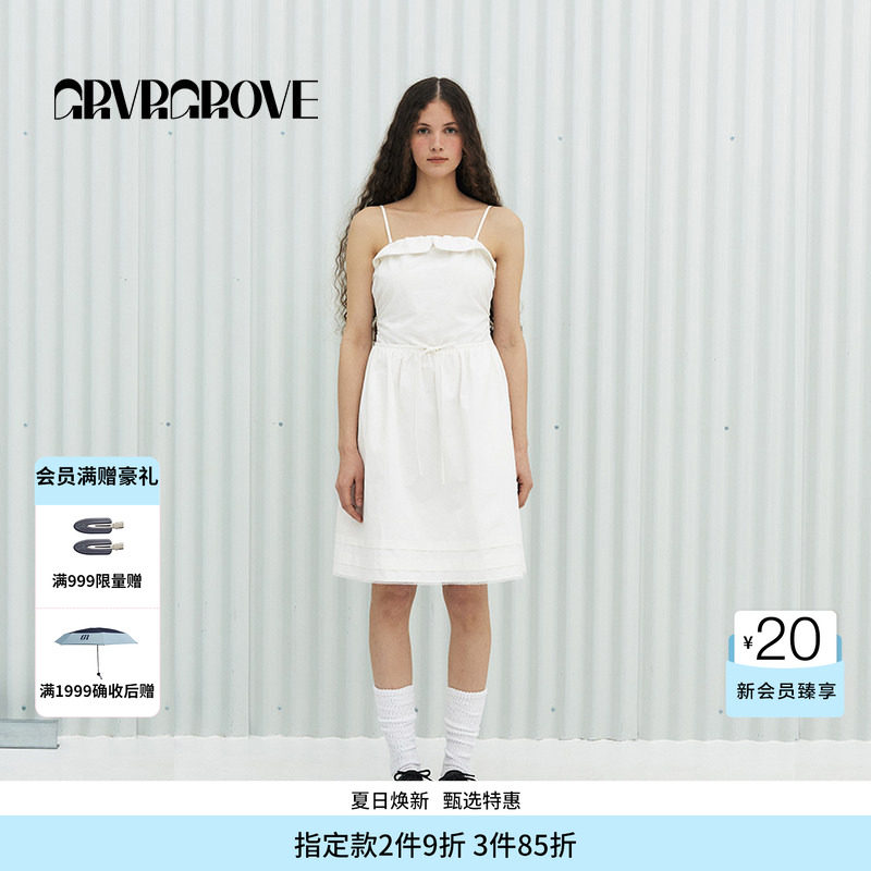 GROVE官方旗舰店女士春韩版新款抹胸梭织连衣裙GS5OP02M