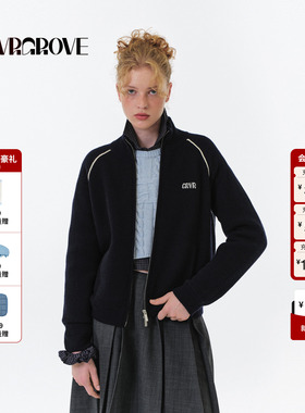 GROVE官方旗舰店2025FW秋季新款毛织长袖拉链开衫女外套 GF5KN08C