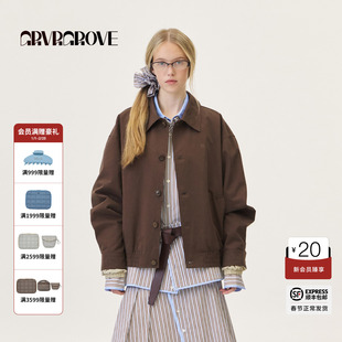 GROVE官方旗舰店2026PS春季新款假两件翻领夹克牛角扣 GP26JKC08