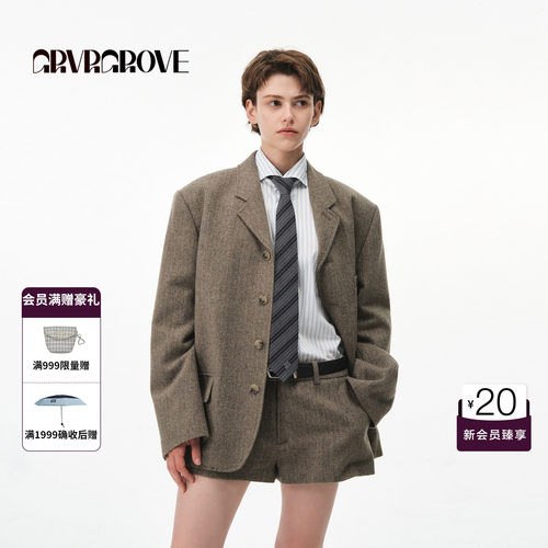GRVR GROVE官方旗舰店2026FW秋季新款西装外套韩系廓形 GF26JKK06