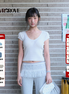 GROVE官方旗舰店2025BS系列夏季新款女一体织针织衫短袖 BM5KN02J