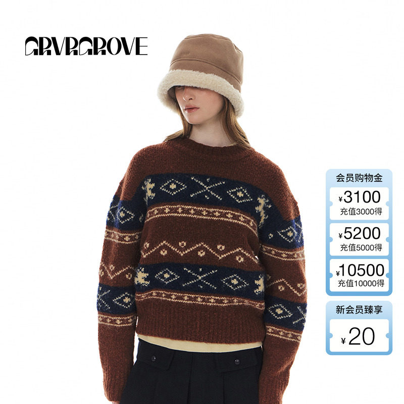 拼色针织毛衣GROVE圆领