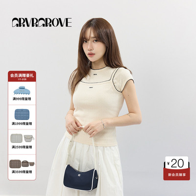 GROVE官方旗舰店2025SS春夏款女士撞色边针织背心GCM5SL02