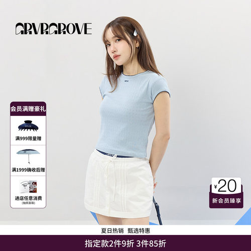 GRVR GROVE官方旗舰店SS春夏款女士小半袖圆领短袖t恤GCM5TS05
