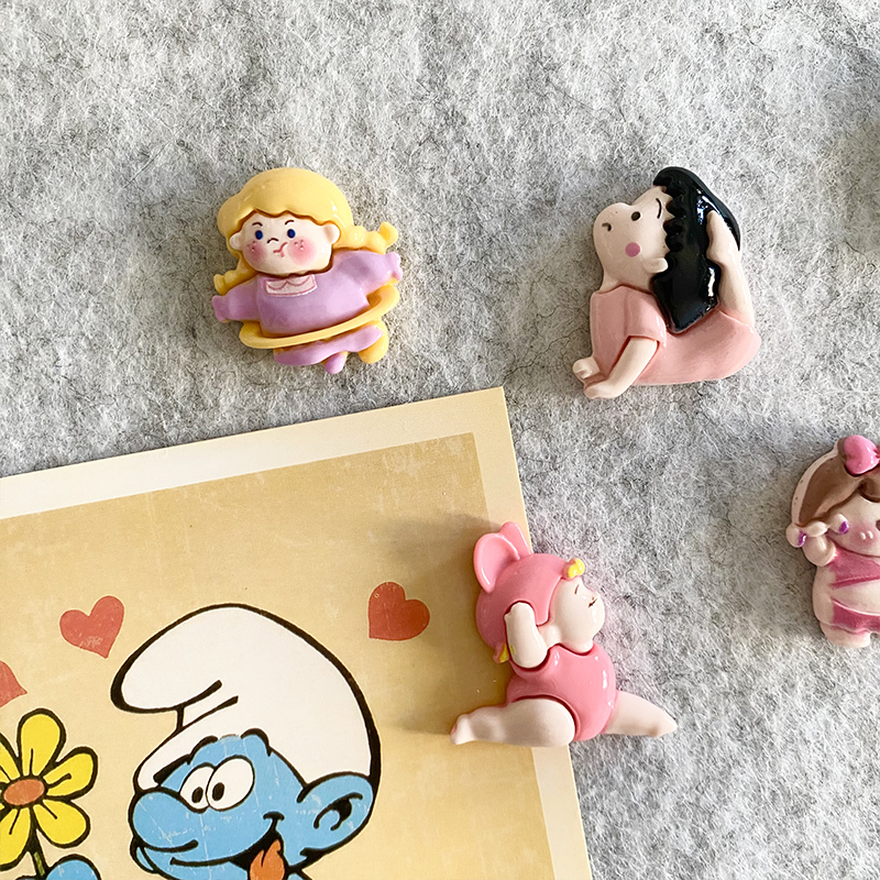 热销6个可爱图钉瑜伽女孩胖妞按钉软木板毛毡板照片墙装饰钉子