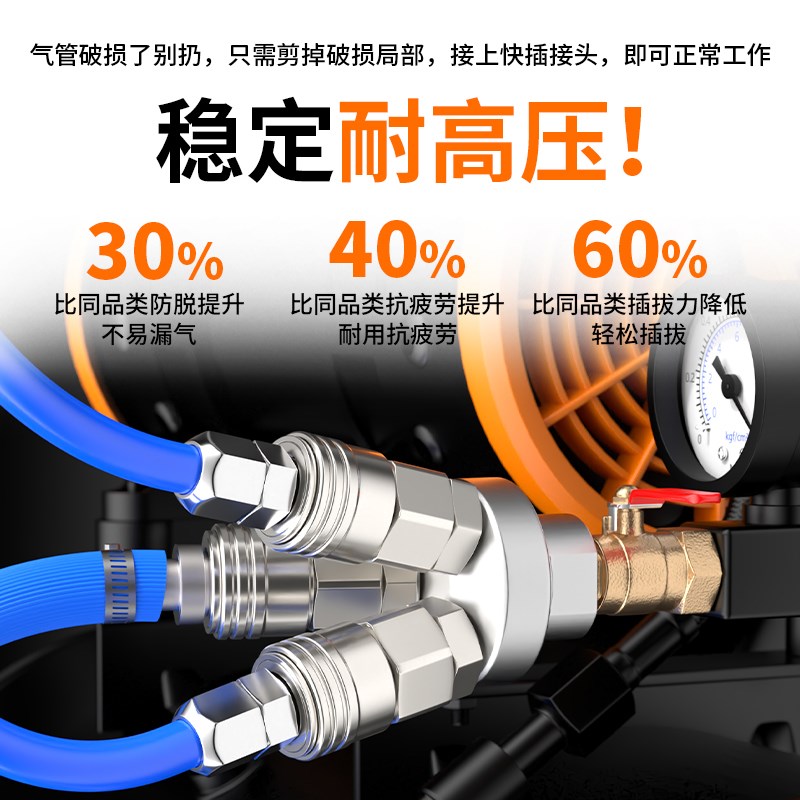 热销气动自锁快速接头气管圆2三通3二通公母头叉打气机空压机快插