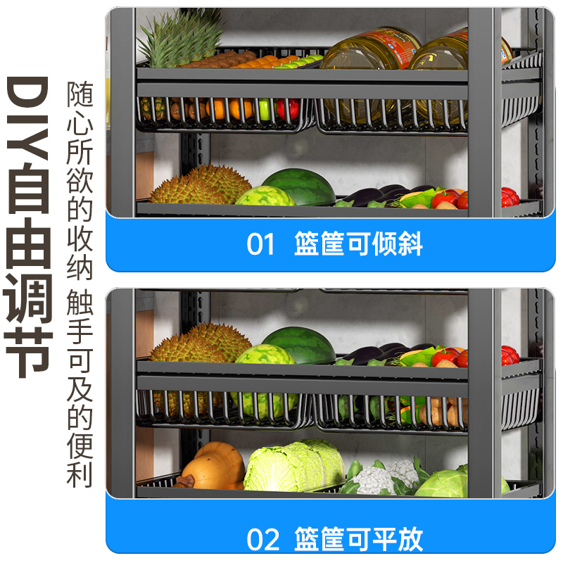 热销厨房菜篮子置物架落地多层多功能水果蔬菜架子家用微波炉收纳