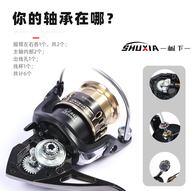 路亚远投翘嘴专用渔轮纺车轮全金属斜口浅线杯无间隙2500s路亚轮