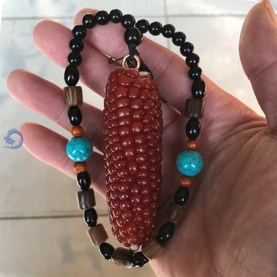 文玩玉米小玉米手把件招财小摆件红色菩提盘玩红苞米野生手工把件