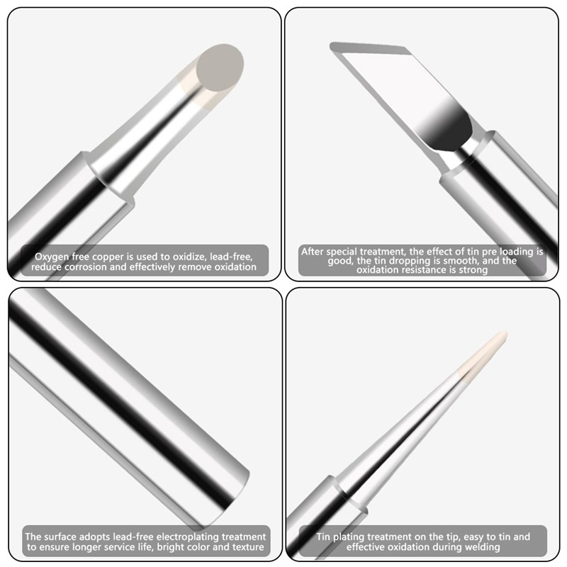 5PCS Soldering Iron Tips Tin Welder Kit Pure Copper Lead-fre