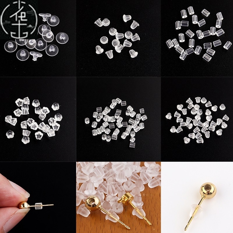 100-200pcs Rubber Earring Back Silicone Round Ear Plug Block