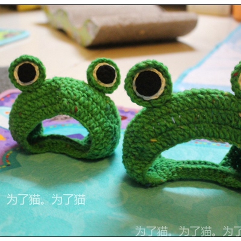 Cat change cap handmade frog wool hat pet headwear accessori